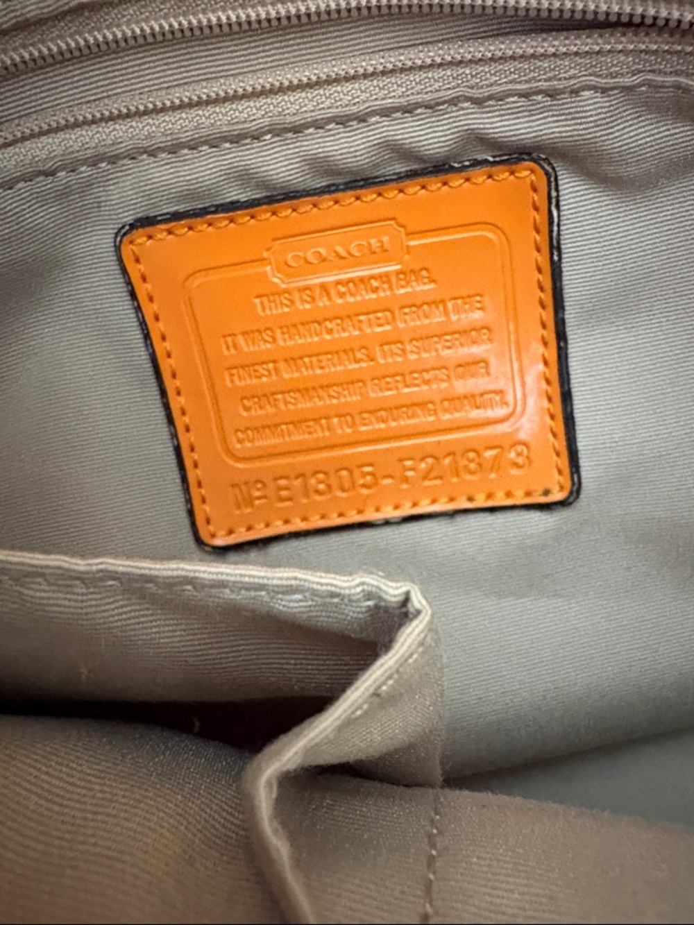 Coach Canvas Signature Hobo with Orange Trim - Picture 9 of 11